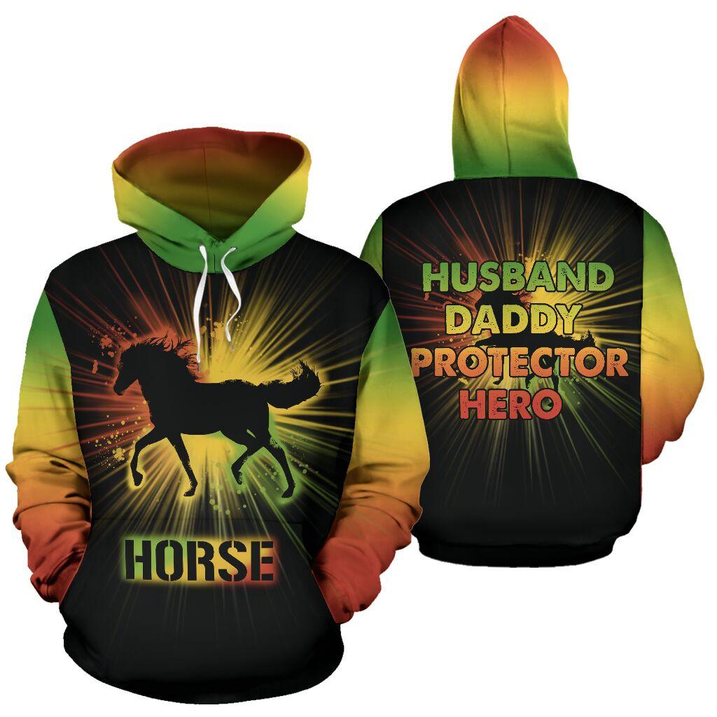 Horse Husband Daddy Protector Hero 3D All Over Printed Sweatshirt, Hoodie, Zip Hoodie | Fan Apparel For Men, Women