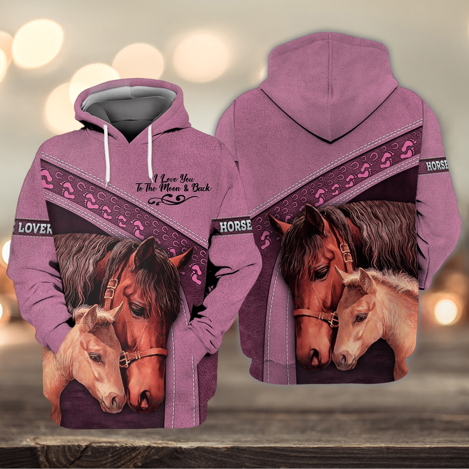 Horse Lover I Love You To The Moon Back 3D All Over Printed Sweatshirt, Hoodie, Zip Hoodie | Fan Apparel For Men, Women
