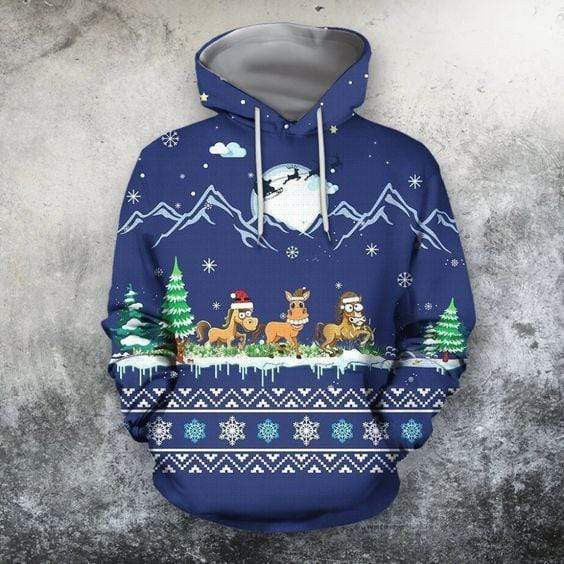 Horse On Christmas 3D All Over Printed Sweatshirt, Hoodie, Zip Hoodie | Fan Apparel For Men, Women