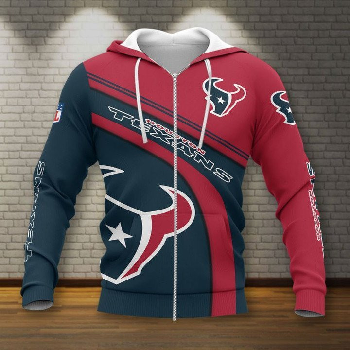 Houston Texans Blue Red 3D All Over Printed Sweatshirt, Hoodie, Zip Hoodie | Nfl Fan Gear For Men, Women