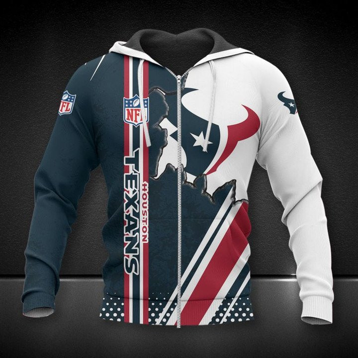 Houston Texans Blue White 3D All Over Printed Sweatshirt, Hoodie, Zip Hoodie | Nfl Fan Gear For Men, Women