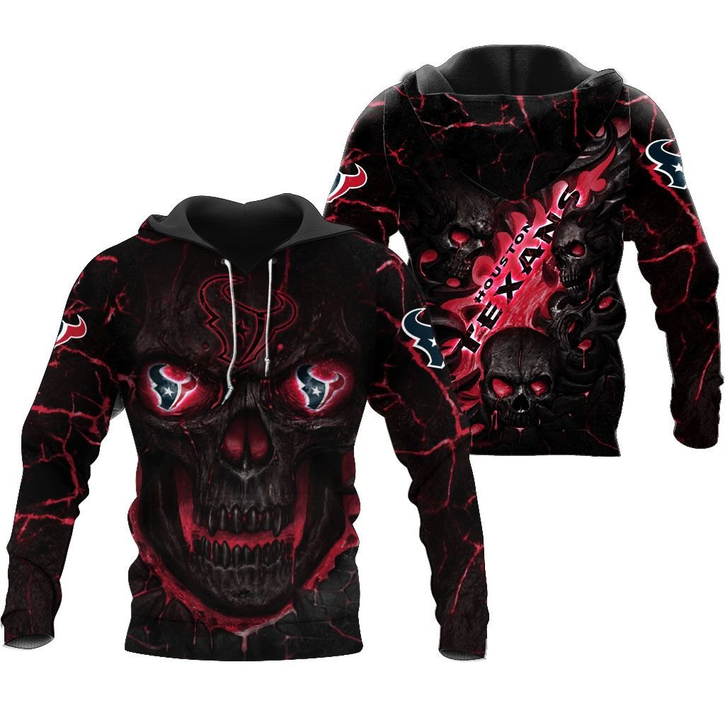 Houston Texans Lava Skull 3D All Over Printed Sweatshirt, Hoodie, Zip Hoodie | Nfl Special Edition Fan Gear For Men, Women