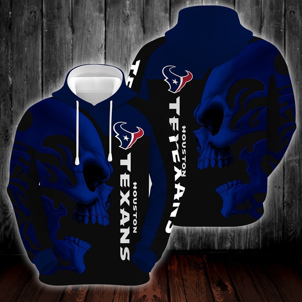 Houston Texans Skull 3D All Over Printed Sweatshirt, Hoodie, Zip Hoodie | Nfl Special Edition Fan Gear For Men, Women