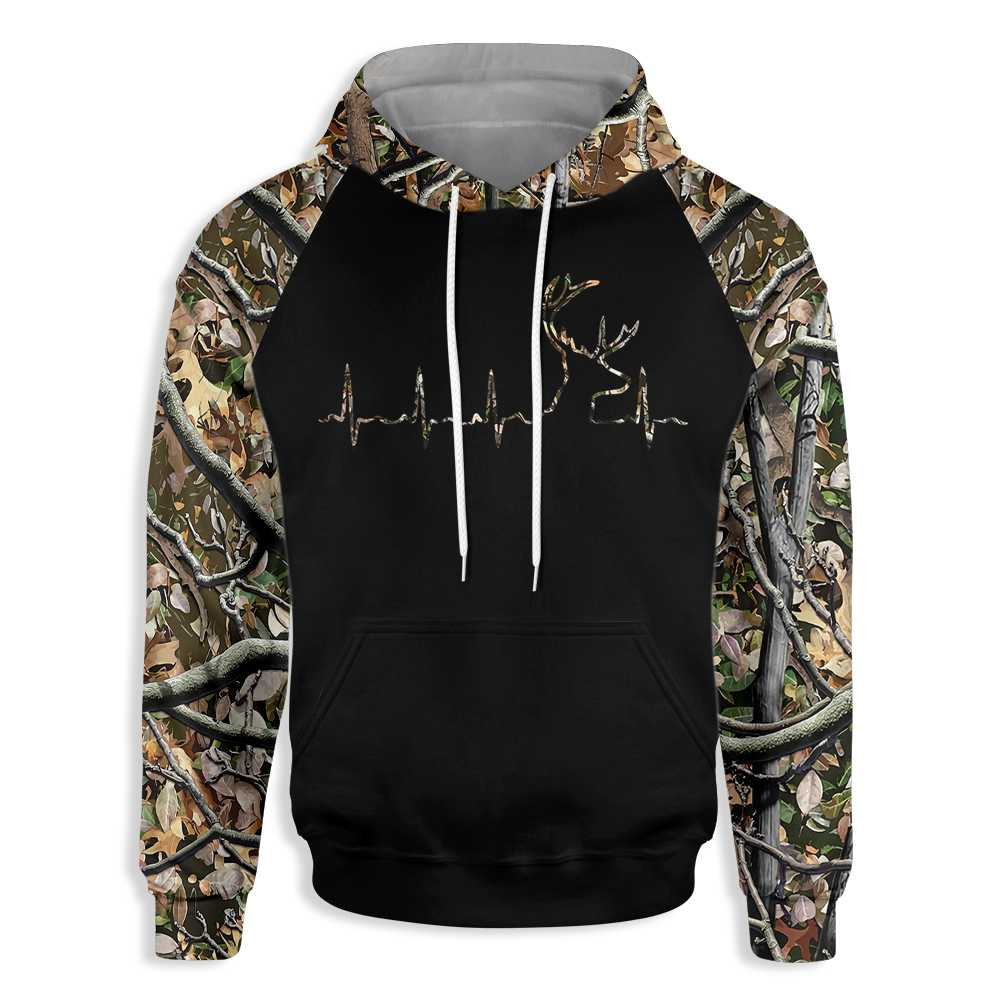 Hunting Heartbeat Camouflage Pattern 3D All Over Printed Sweatshirt, Hoodie, Zip Hoodie | Fan Apparel For Men, Women