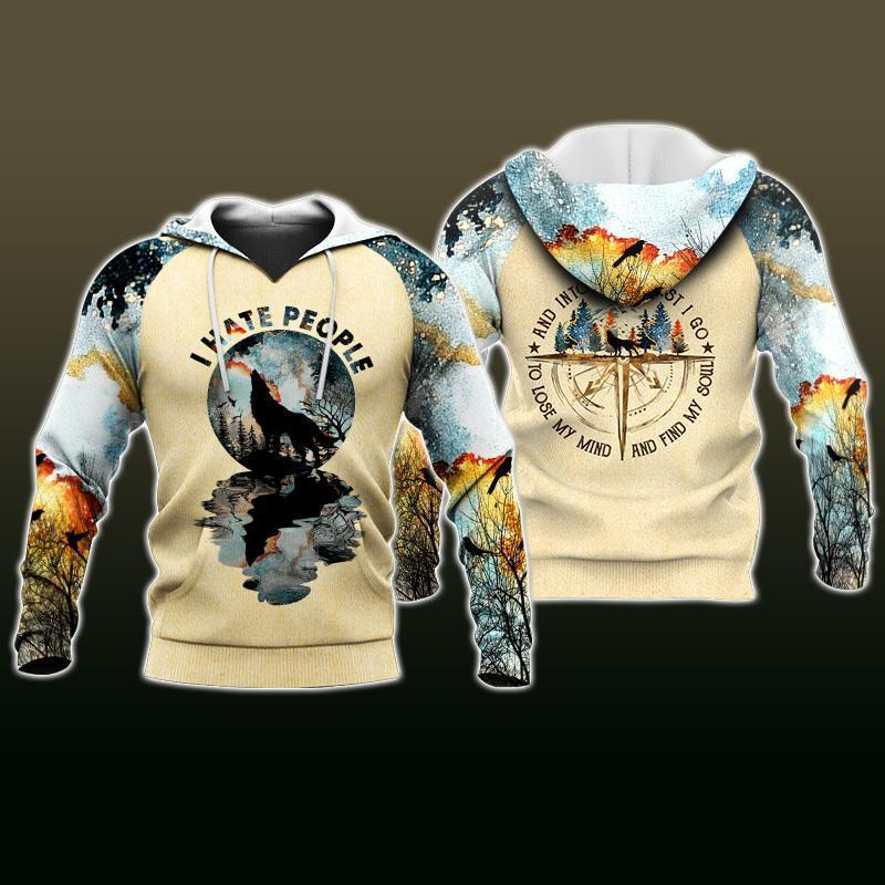 I Hate People Wolf Unisex 3D All Over Printed Sweatshirt, Hoodie, Zip Hoodie | Fan Apparel For Men, Women