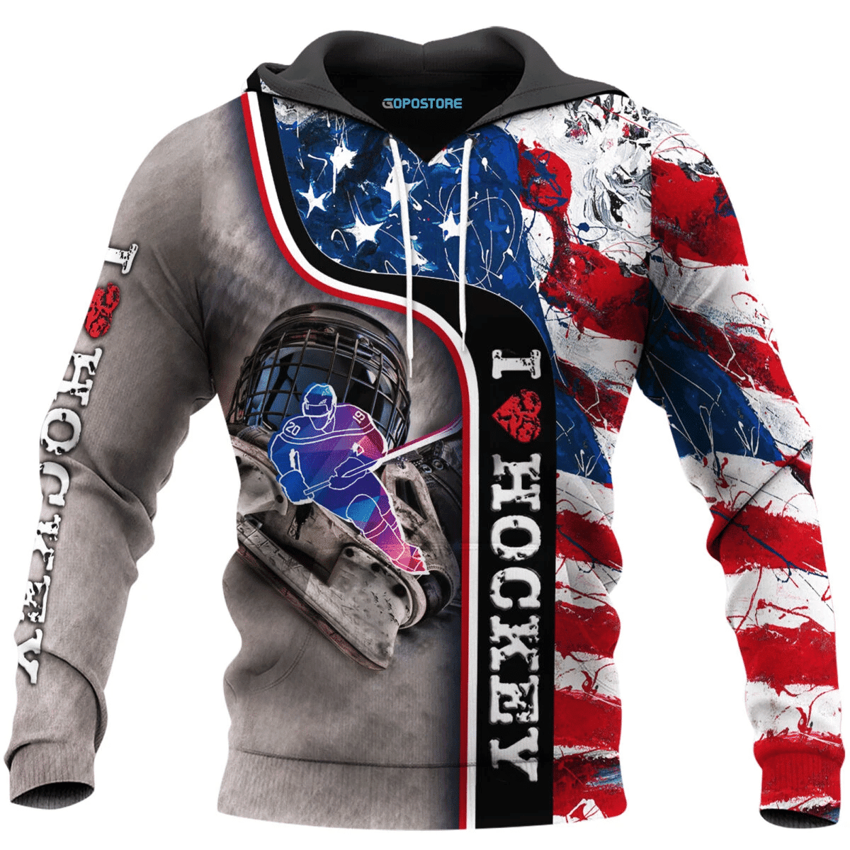 I Love Hockey Usa 3D All Over Printed Sweatshirt, Hoodie, Zip Hoodie | Fan Apparel For Men, Women