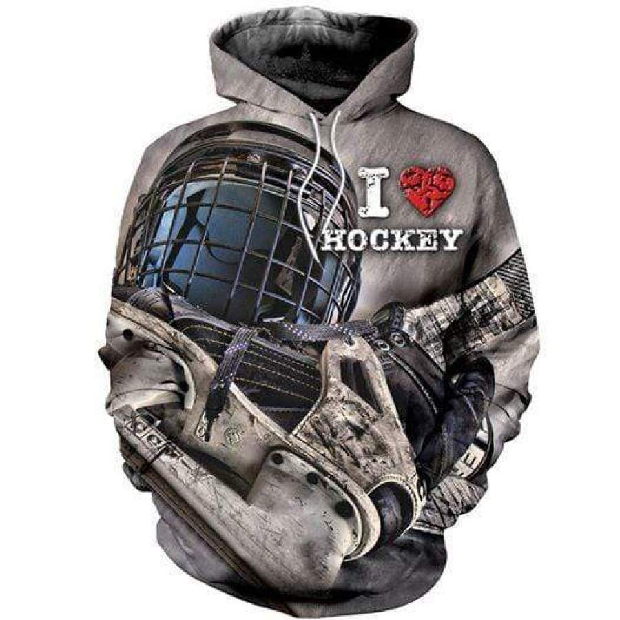 I Love Hockey Vintage 3D All Over Printed Sweatshirt, Hoodie, Zip Hoodie | Fan Apparel For Men, Women