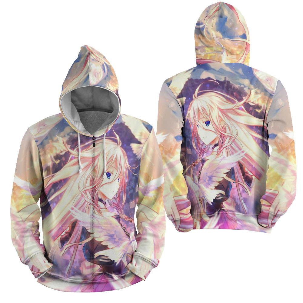 Ia (vocaloid), Feathers 3D All Over Printed Sweatshirt, Hoodie, Zip Hoodie | Fan Apparel For Men, Women