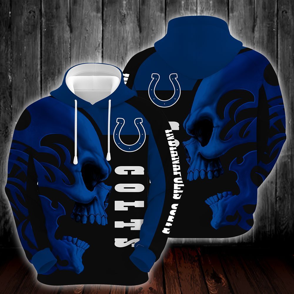 Indianapolis Colts Skull 3D All Over Printed Sweatshirt, Hoodie, Zip Hoodie | Nfl Special Edition Fan Gear For Men, Women