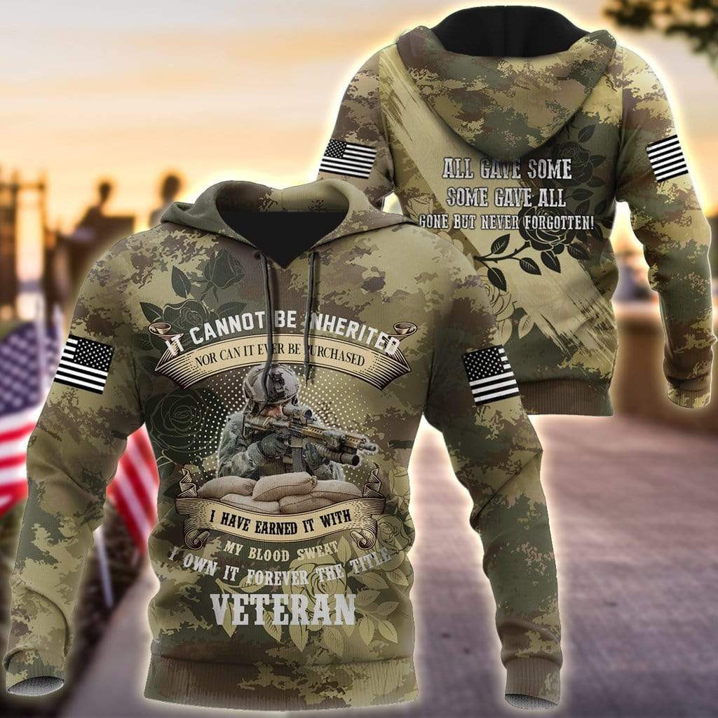 It's Can Not Be Inherited Veteran Memorial Day 3D All Over Printed Sweatshirt, Hoodie, Zip Hoodie | Fan Apparel For Men, Women