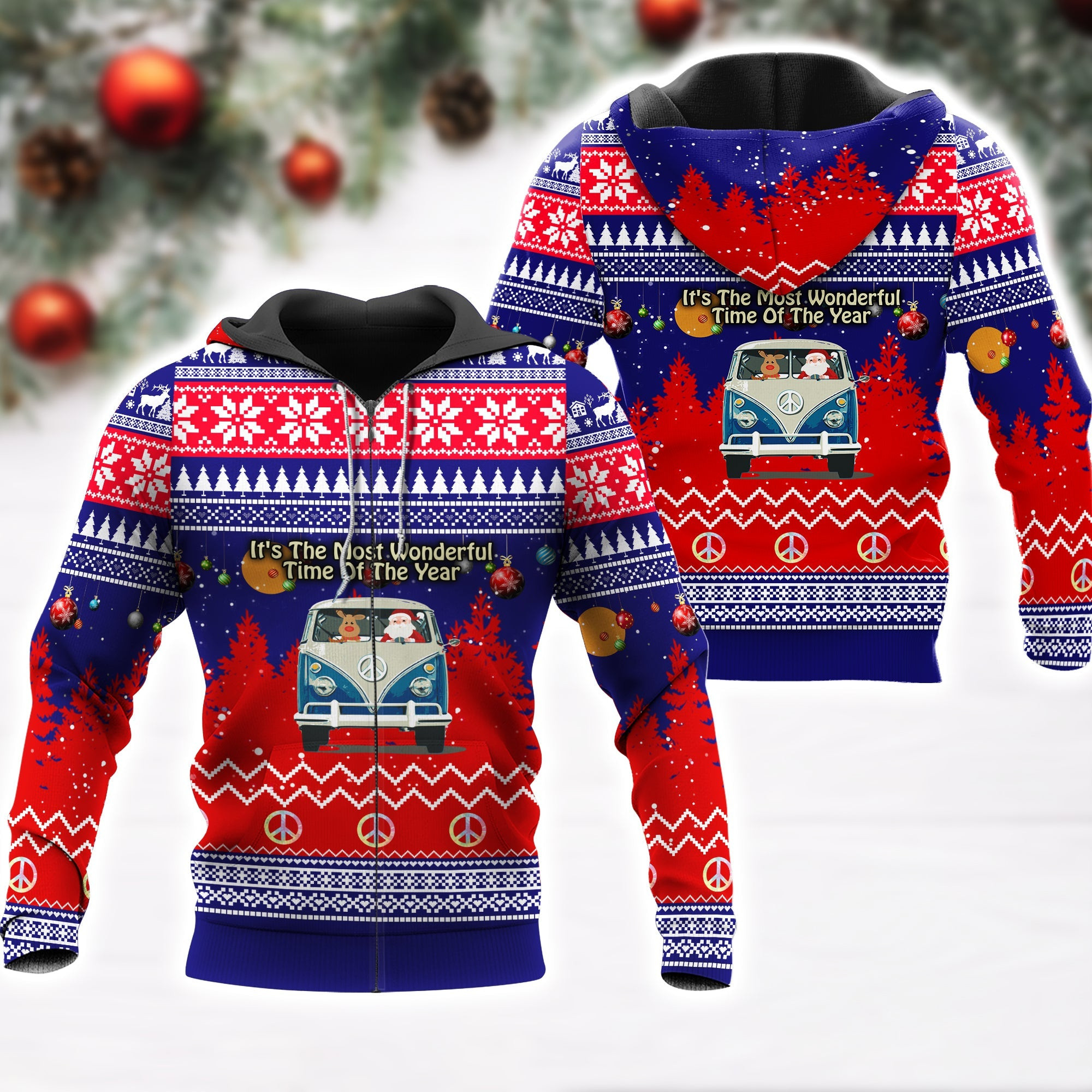 It's The Most Wonderful Time Of The Year Santa Claus Christmas 3D All Over Printed Sweatshirt, Hoodie, Zip Hoodie | Fan Apparel For Men, Women