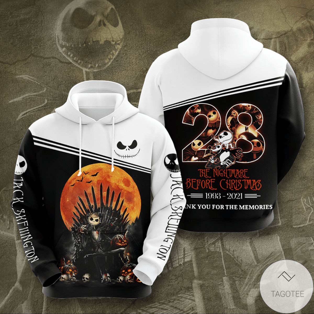 Jack Skellington The Nightmare Before Christmas 28 Years 3D All Over Printed Sweatshirt, Hoodie, Zip Hoodie | Fan Apparel For Men, Women