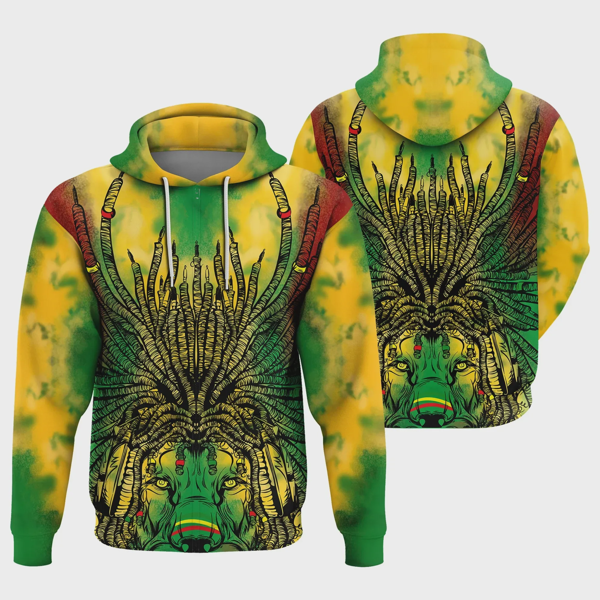 Jamaica Dreadlock Lion King 3D All Over Printed Sweatshirt, Hoodie, Zip Hoodie | Fan Apparel For Men, Women
