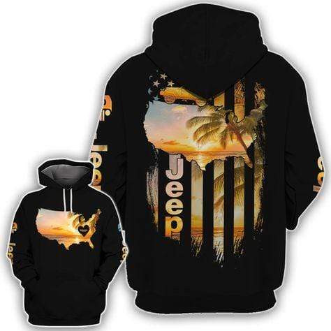 Jeep American Map Beach 3D All Over Printed Sweatshirt, Hoodie, Zip Hoodie | Fan Apparel For Men, Women
