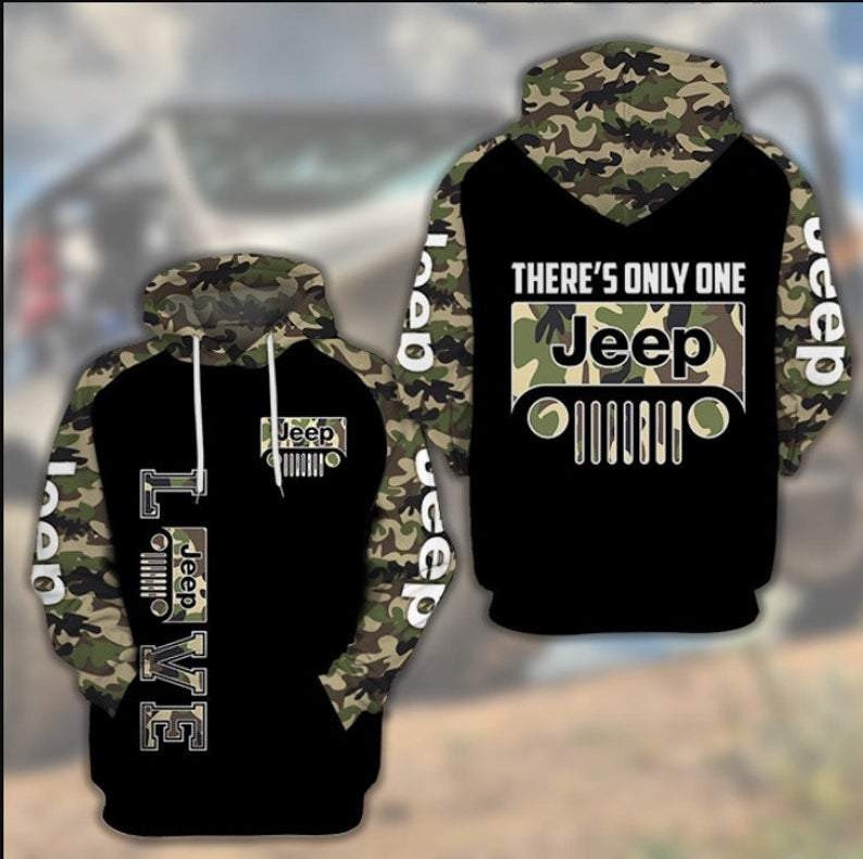 Jeep Camo Pattern There's Only One 3D All Over Printed Sweatshirt, Hoodie, Zip Hoodie | Fan Apparel For Men, Women