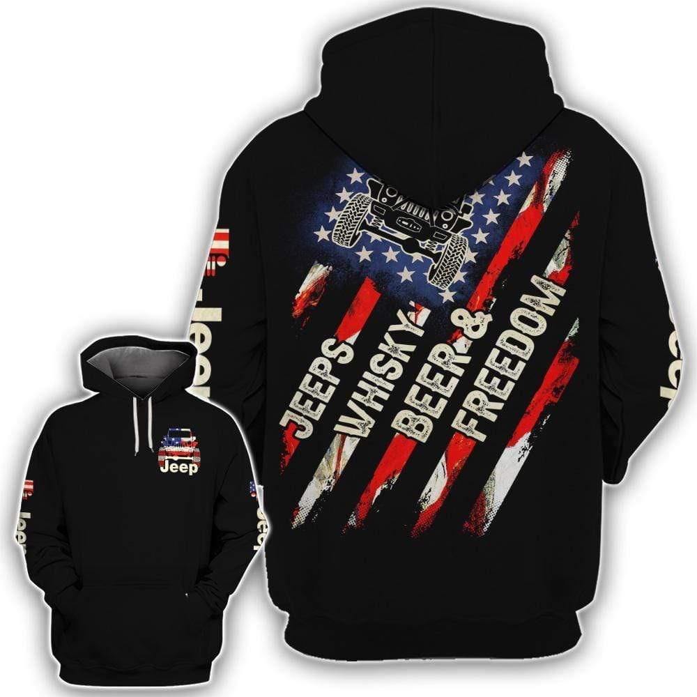 Jeep Whisky Beer And Freedom 3D All Over Printed Sweatshirt, Hoodie, Zip Hoodie | Fan Apparel For Men, Women