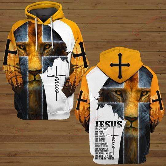 Jesus And Lion Of Judah God Is My Everything 3D All Over Printed Sweatshirt, Hoodie, Zip Hoodie | Fan Apparel For Men, Women