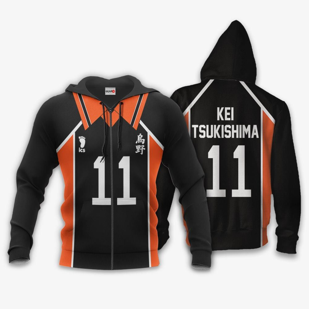 Karasuno Kei Tsukishima Num 11 Haikyuu Anime 3D All Over Printed Sweatshirt, Hoodie, Zip Hoodie | Fan Apparel For Men, Women