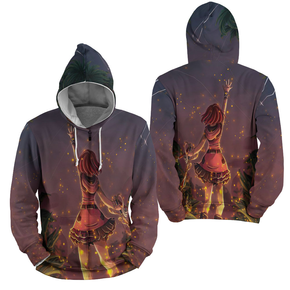 Kingdom Hearts Kairi And Fireflies 3D All Over Printed Sweatshirt, Hoodie, Zip Hoodie | Fan Apparel For Men, Women