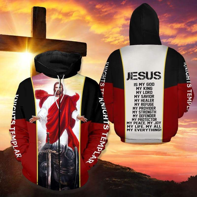 Knights Templar Jesus My Everythings 3D All Over Printed Sweatshirt, Hoodie, Zip Hoodie | Fan Apparel For Men, Women