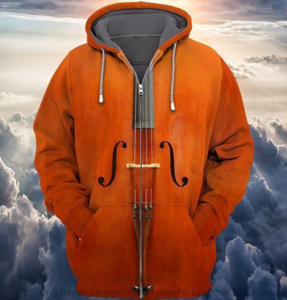 Light Brown Violin Wooden 3D All Over Printed Sweatshirt, Hoodie, Zip Hoodie | Fan Apparel For Men, Women