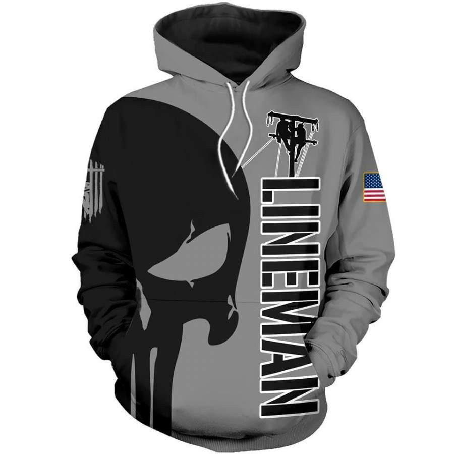 Lineman Skull 3D All Over Printed Sweatshirt, Hoodie, Zip Hoodie | Special Edition Fan Apparel For Men, Women