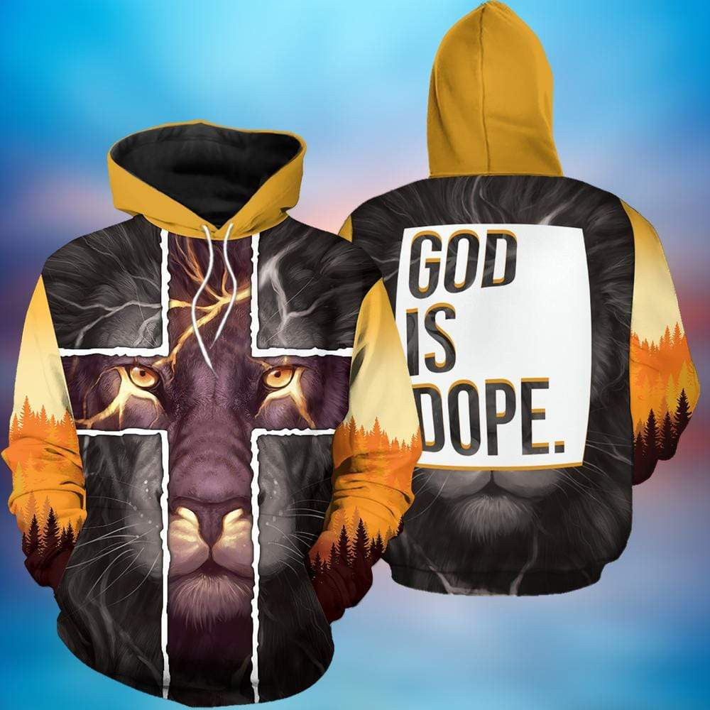 Lion Jesus God Is Dope 3D All Over Printed Sweatshirt, Hoodie, Zip Hoodie | Fan Apparel For Men, Women