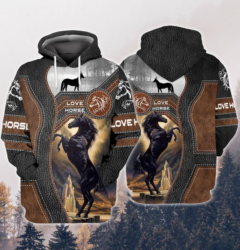 Love Black Horse 3D All Over Printed Sweatshirt, Hoodie, Zip Hoodie | Fan Apparel For Men, Women