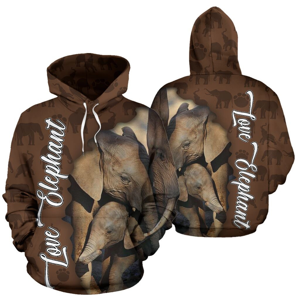 Love Elephant 3D All Over Printed Sweatshirt, Hoodie, Zip Hoodie | Fan Apparel For Men, Women