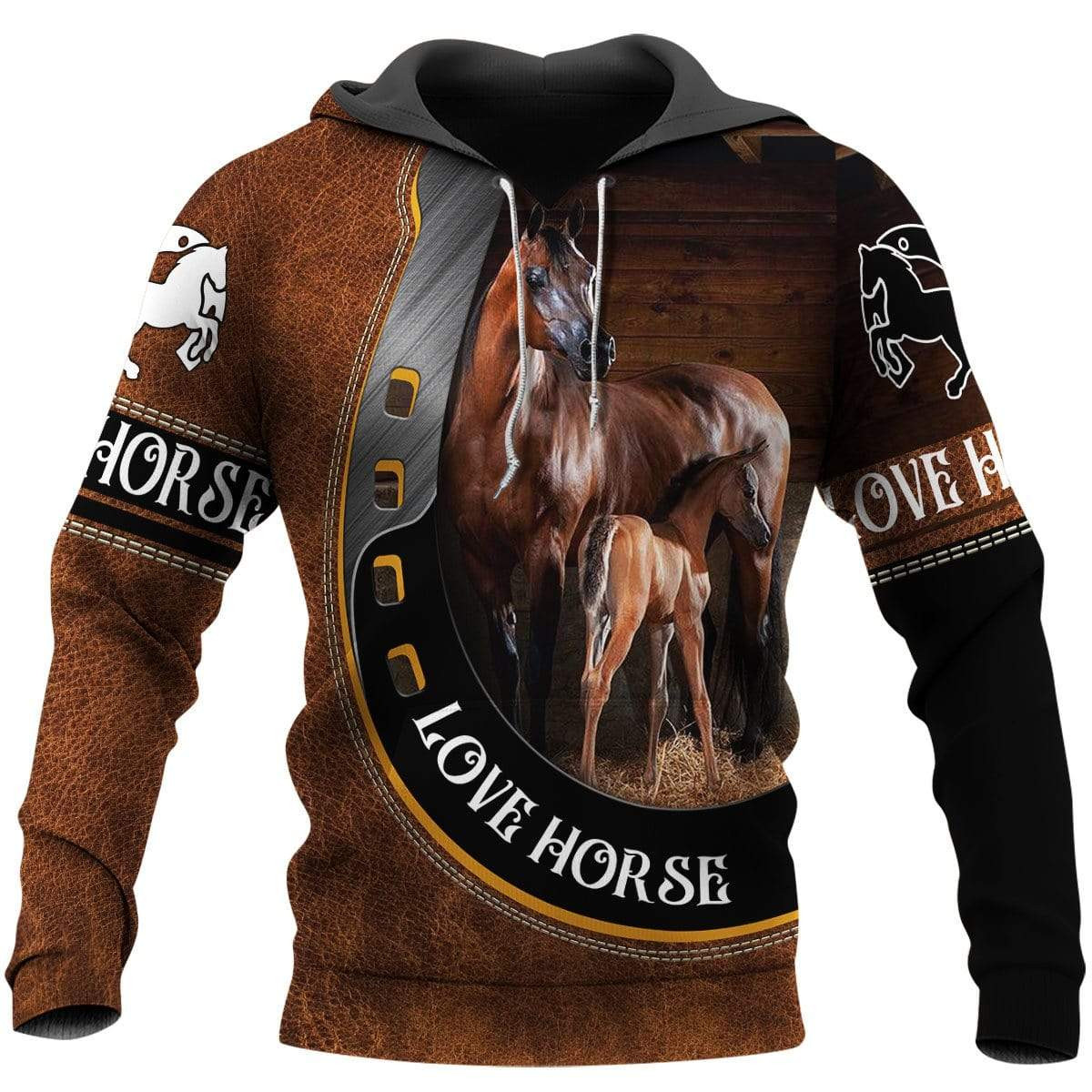 Love Horse Brown 3D All Over Printed Sweatshirt, Hoodie, Zip Hoodie | Fan Apparel For Men, Women