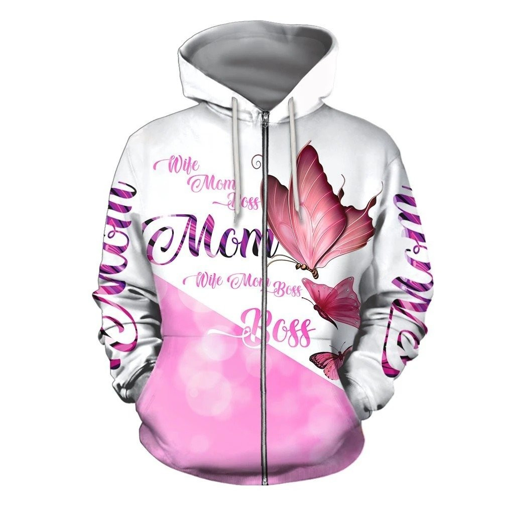 Love Mom Butterfly Art 3D All Over Printed Sweatshirt, Hoodie, Zip Hoodie | Fan Apparel For Men, Women