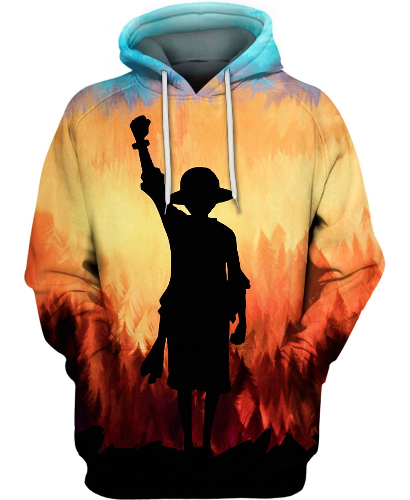 Luffy Silhouette 3D All Over Printed Sweatshirt, Hoodie, Zip Hoodie | Fan Apparel For Men, Women
