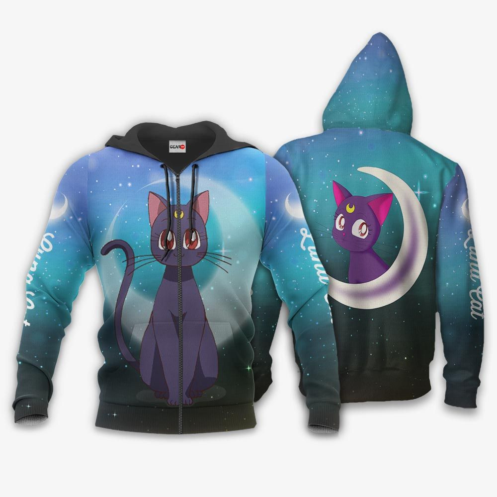 Luna Cat Sailor Moon 3D All Over Printed Sweatshirt, Hoodie, Zip Hoodie | Fan Apparel For Men, Women