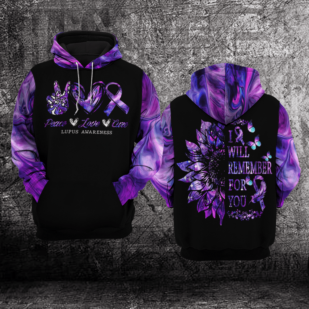 Lupus Awareness Peace Love Cure Unisex 3D All Over Printed Sweatshirt, Hoodie, Zip Hoodie | Fan Apparel For Men, Women