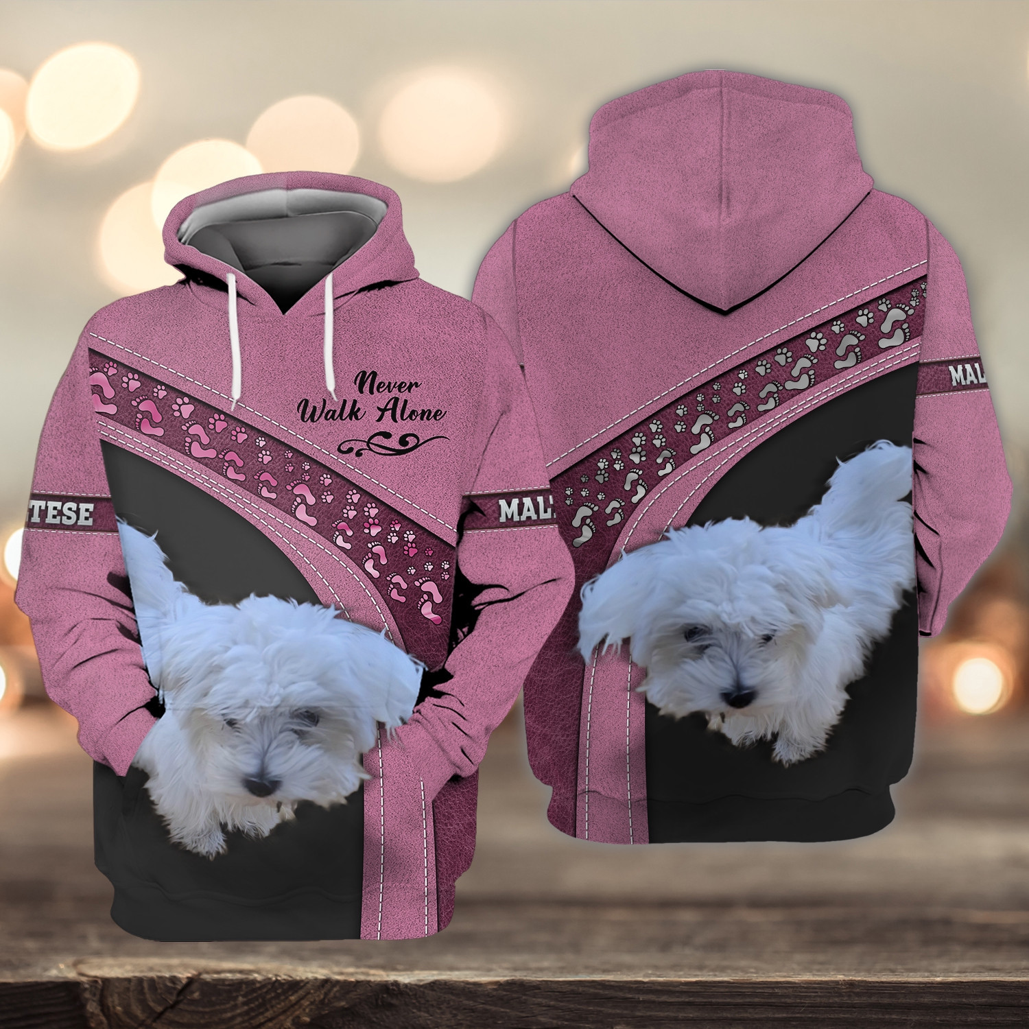 Maltese Dog Never Walk Alone 3D All Over Printed Sweatshirt, Hoodie, Zip Hoodie | Fan Apparel For Men, Women