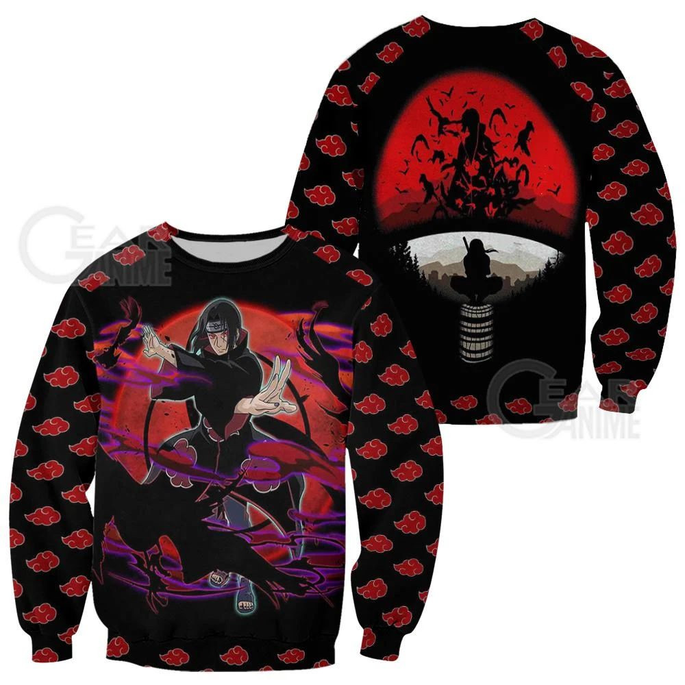Manga Itachi Akatsuki 3D All Over Printed Sweatshirt, Hoodie, Zip Hoodie | Fan Apparel For Men, Women