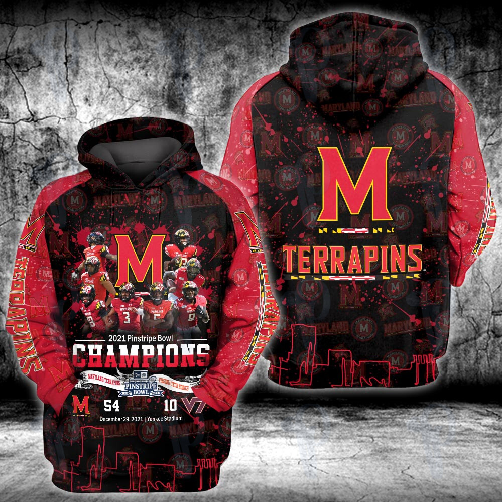 Maryland Terrapins 2021 Pinstripe Bowl Champions Ncaa Football 3D All Over Printed Sweatshirt, Hoodie, Zip Hoodie | Fan Apparel For Men, Women