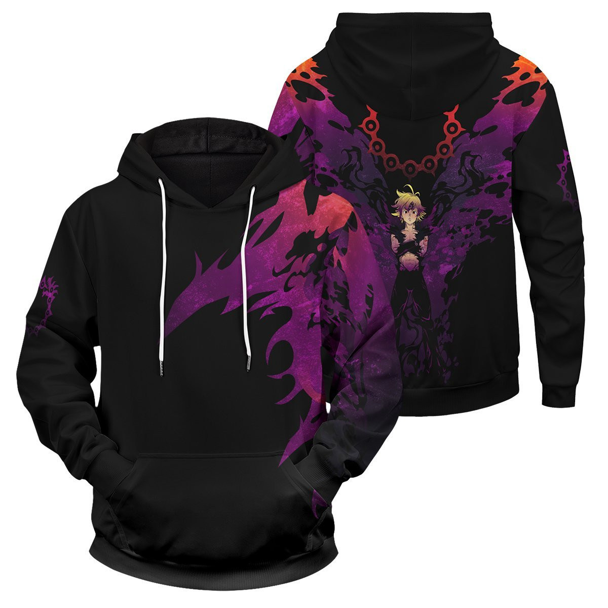 Meliodas Demon Unisex Pullover Hoodie 3D All Over Printed Sweatshirt, Hoodie, Zip Hoodie | Fan Apparel For Men, Women