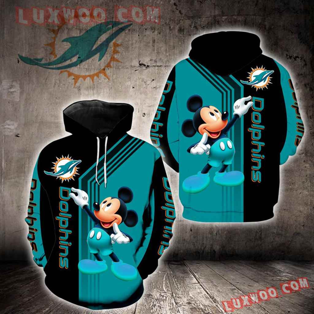 Miami Dolphins Mickey Mouse New 3D All Over Printed Sweatshirt, Hoodie, Zip Hoodie | Nfl Special Edition Fan Gear For Men, Women