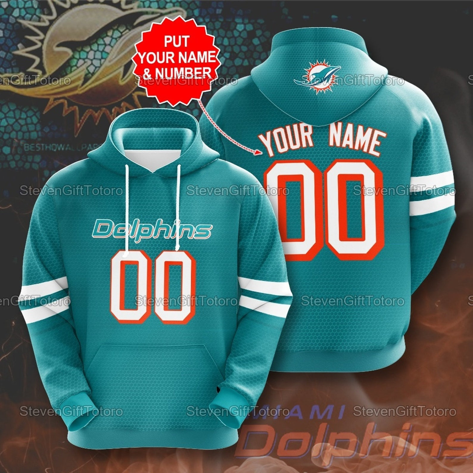 Miami Dolphins Nfl Hoodie Personalized Name And Number 3D All Over Printed Sweatshirt, Hoodie, Zip Hoodie | Nfl Fan Gear For Men, Women