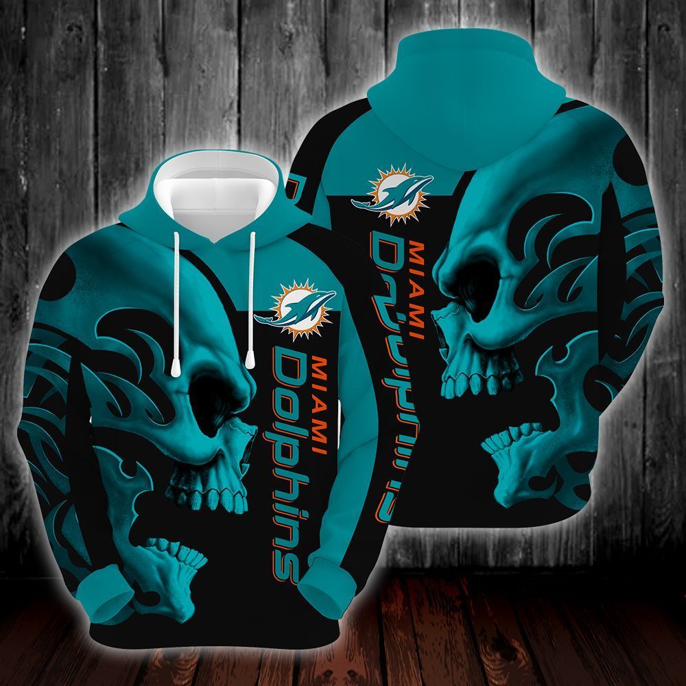 Miami Dolphins Skull 3D All Over Printed Sweatshirt, Hoodie, Zip Hoodie | Nfl Special Edition Fan Gear For Men, Women
