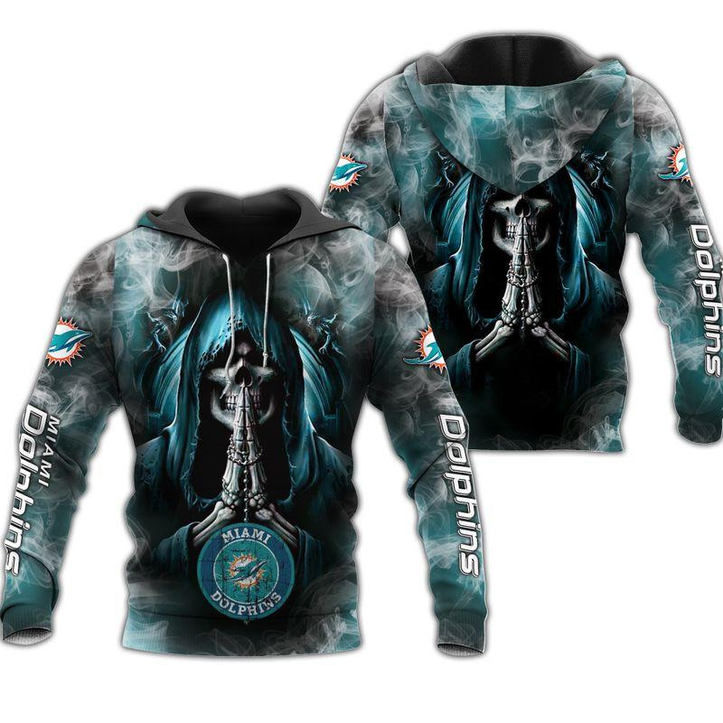 Miami Dolphins Skull 3D All Over Printed Sweatshirt, Hoodie, Zip Hoodie | Nfl Special Edition Fan Gear For Men, Women