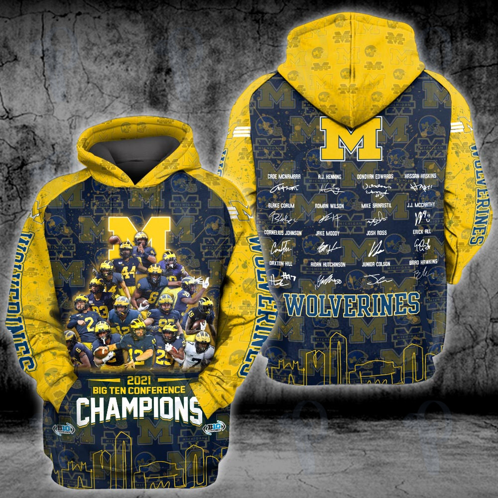 Michigan Wolverines Queen 2021 Big Ten Conference Champions Ncaa 3D All Over Printed Sweatshirt, Hoodie, Zip Hoodie | Ncaa Fan Gear For Men, Women