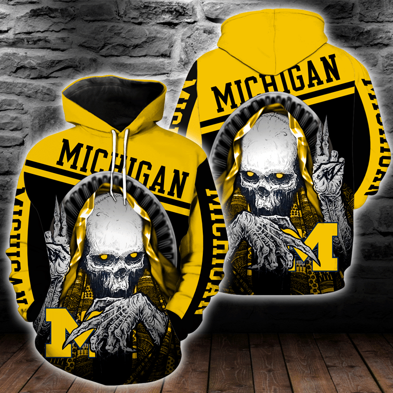 Michigan Wolverines Skull 3D All Over Printed Sweatshirt, Hoodie, Zip Hoodie | Ncaa Special Edition Fan Gear For Men, Women
