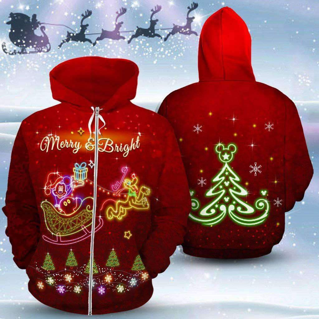 Mickey Merry Christmas 3D All Over Printed Sweatshirt, Hoodie, Zip Hoodie | Special Edition Fan Apparel For Men, Women