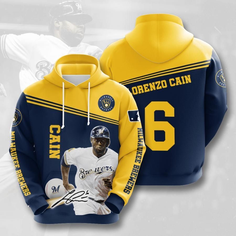 Milwaukee Brewers Lorenzo Cain 6 3D All Over Printed Sweatshirt, Hoodie, Zip Hoodie | Mlb Fan Gear For Men, Women