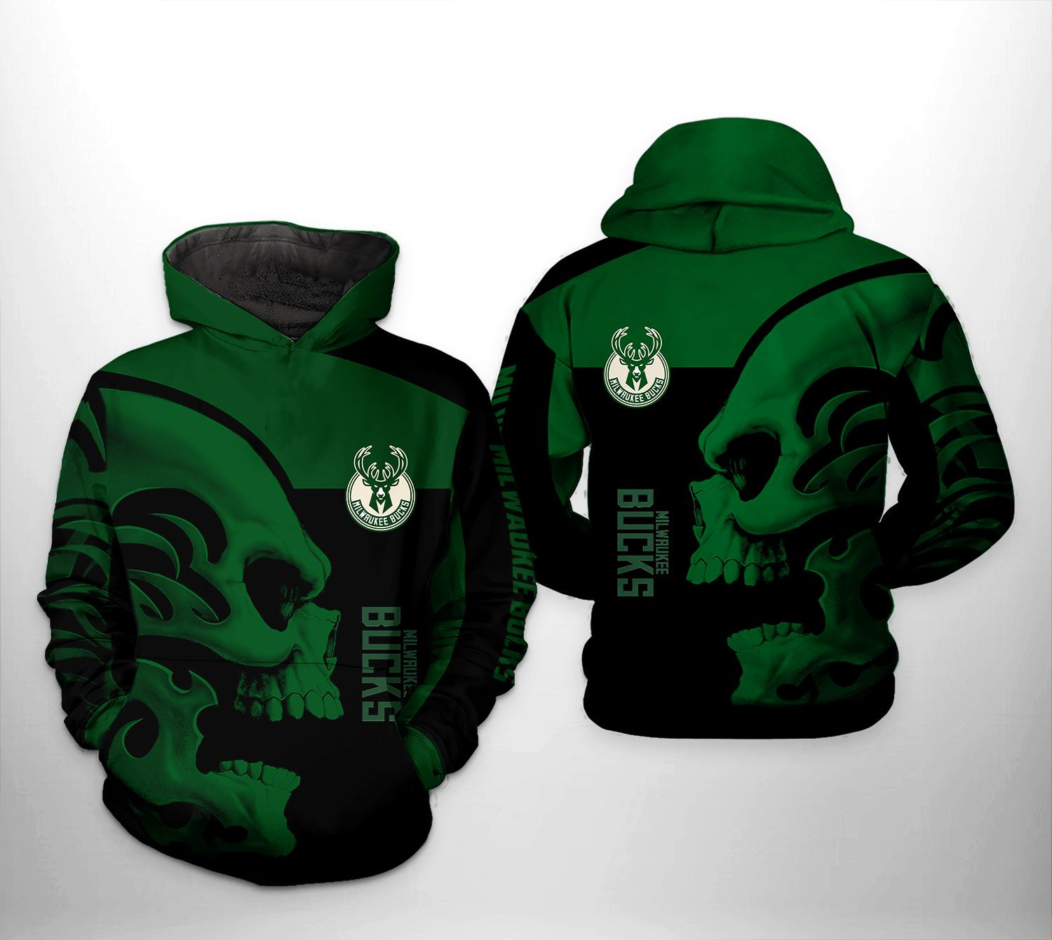 Milwaukee Bucks Nba Skull Team 3D All Over Printed Sweatshirt, Hoodie, Zip Hoodie | Nba Special Edition Fan Gear For Men, Women