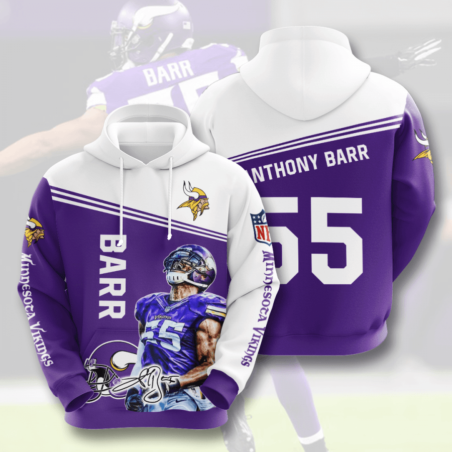 Minnesota Vikings Anthony Barr 3D All Over Printed Sweatshirt, Hoodie, Zip Hoodie | Nfl Fan Gear For Men, Women