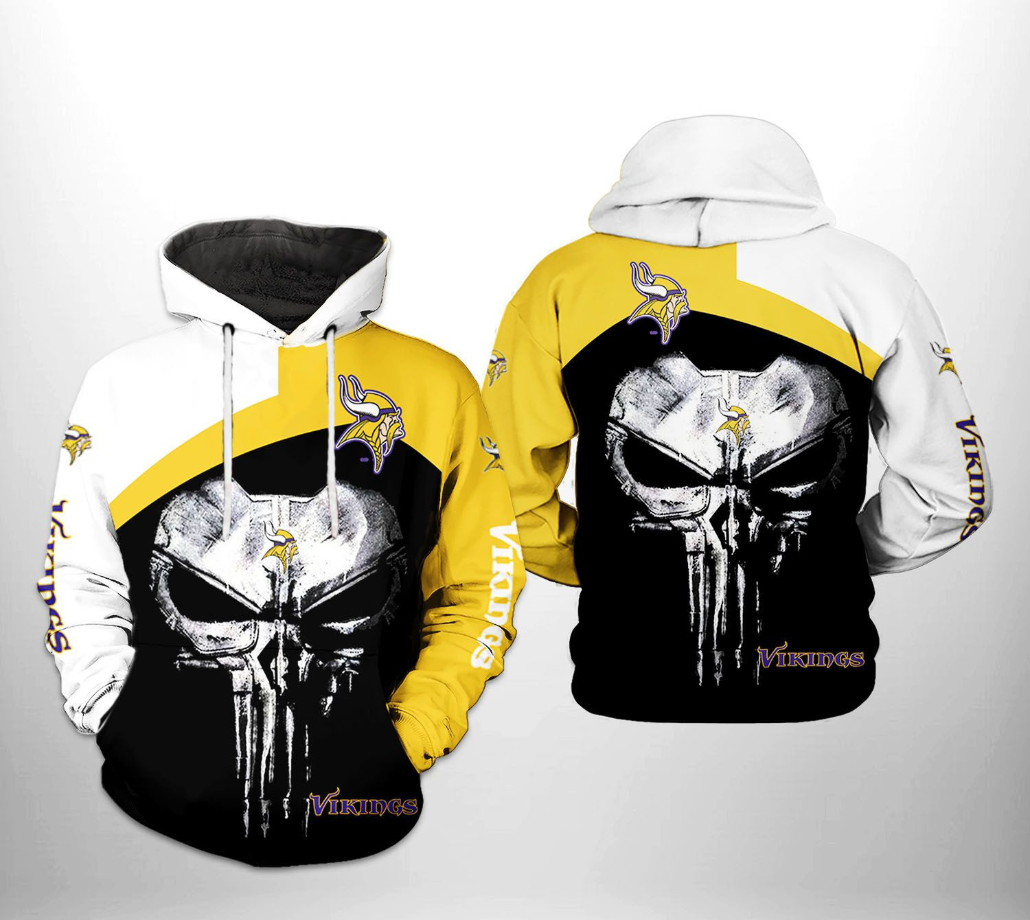 Minnesota Vikings Nfl Skull Punisher Team 3D All Over Printed Sweatshirt, Hoodie, Zip Hoodie | Nfl Special Edition Fan Gear For Men, Women