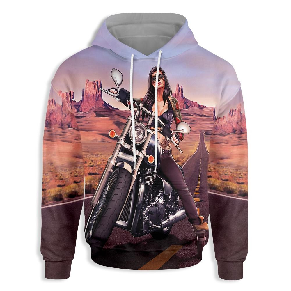 Motorcycle Biker Girl 3D All Over Printed Sweatshirt, Hoodie, Zip Hoodie | Fan Apparel For Men, Women